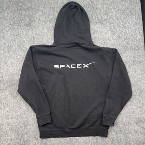 SpaceX Hoodie Mens Large Black Pullover Graphic Sweatshirt Elon Musk Tech